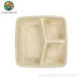 Disposable sugarcane bagasse 3 compartments food container